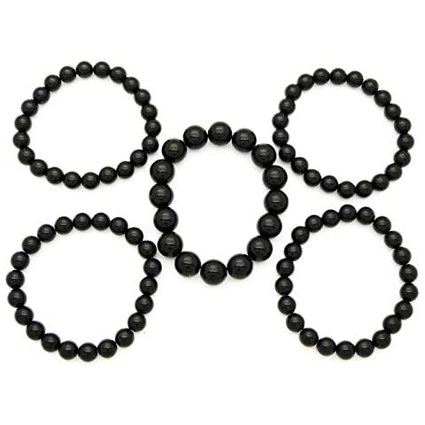 Fashion21 Women's Simulated Pearl Stretch Bracelet Stack 5 Piece Set (Black) Cover