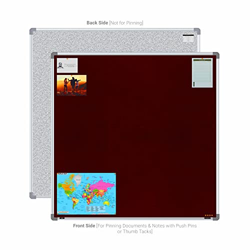 Image of Scholar Art Metis 4x4 Feet Fabric Pin-up Board for Home, Office & School | High Strength Velvet Cloth + High Density Soft Board for Pinning Photos, Sticky Notes & Reminders (Maroon)