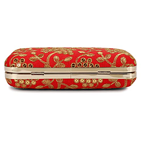 Image of LONGING TO BUY Hand Crafted Designer Box Clutch - Zari Embroidery For Women