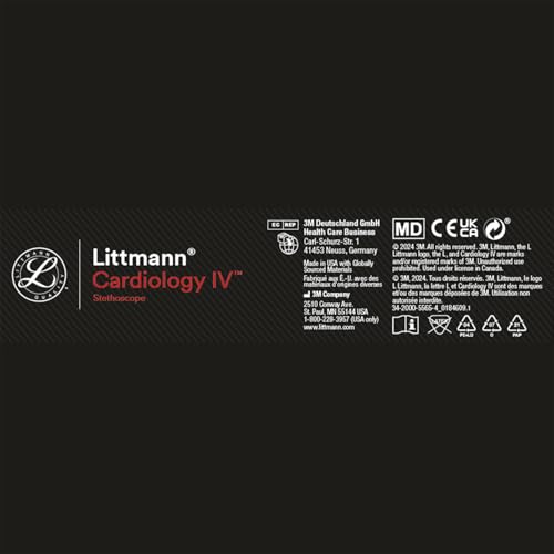 3M Littmann Cardiology IV Diagnostic Stethoscope, 6242, More Than 2X as Loud, Weighs Less, Stainless Steel High Polish Rainbow Chestpiece, 27" Navy Blue Tube, Black Stem, and Headset - image 9