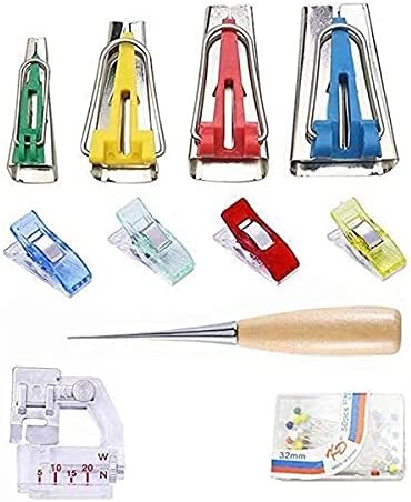 Replcaement Part for Fabric Bias Binding Tape Maker Kit Binder Foot Wooden Awl Clips Pins Household Sewing Quilting Tool Set