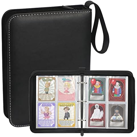 Simpolor Trading Card Binder, PU Leather Card Folder with 50 Removable Sleeves, Holds Up to 400 Cards, 4-Pocket Card Binder Holder Collector Album for 3-12 Year Old Boys Girls ( Black) Cover