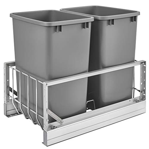 Recipiente doble para basura 35 Qt aluminio y plata