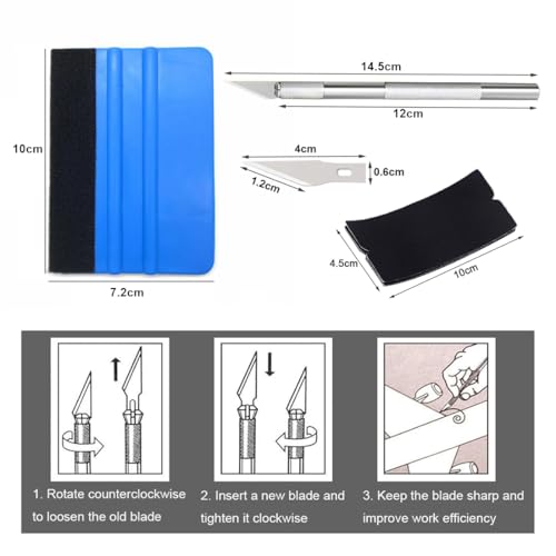 OUDQFCJ Kit Rakel für Autofolien, professionelles Cuttermesser und Rakel für die Installation von Folien Auto und Handy, DIY