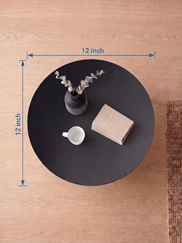 Image of Modern Round Side Table with 3 Wooden Legs, Minimalist End Table /Coffee Table for Living Room, Bedside Nightstand for Bedroom, Balcony & Small Spaces