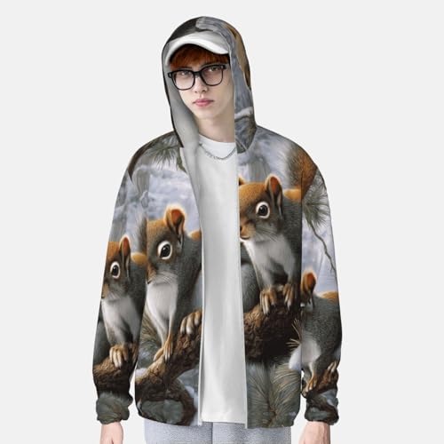 UPF 50+ Sun Protection Hoodie Rash Guard Long Sleeve Sun Shirt Little Squirrel UV Shirt Full Zip Jacket4