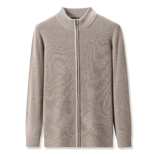 Men Sweater Outwear Zipper Down Knit Sweater Thick for Winter Mock Neck Cardigan4
