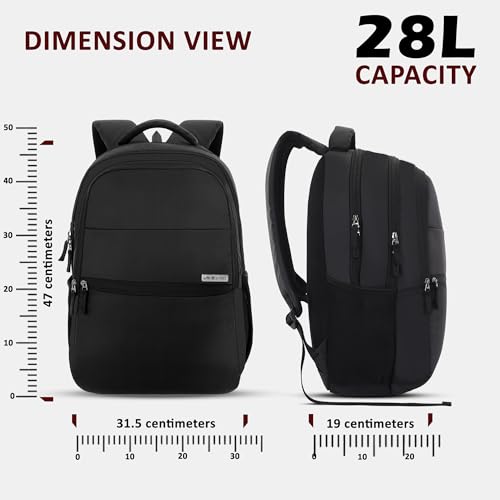 Lavie Sport 47cm Osprey 28 Litres Laptop Backpack For Men & Women | Business Laptop Bag | Upto 15.6" Notebook/Macbook Compatible (Black) - Image 4