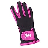 Ovation Kids Hearts & Horses Riding Gloves - Size:A (8-10) Color:Pink/Black