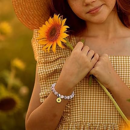 72ore Mother Daughter Bracelets Daughter Gifts from Mom Beaded Sunflower Charm Bracelet Valentines Day Outfit Women Jewelry Gifts for Him Her - Image 4