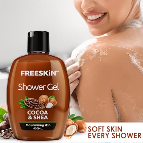 Image of Freeskin Cocoa & Shea Shower Gel | Deep Moisturizing Body Wash for Smooth & Nourished Skin | Suitable for All Skin Types | 400ml