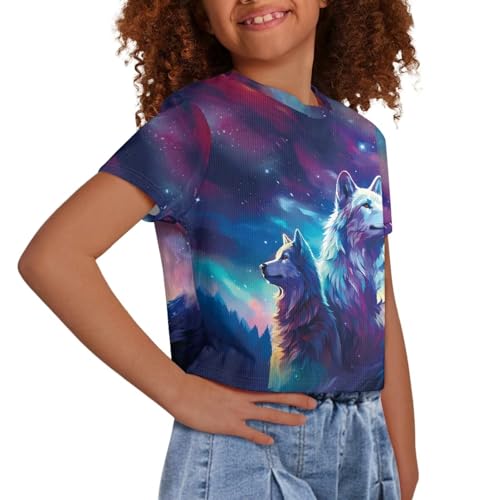 Image of Girls Crop Tops Cute Short Sleeve Shirts Fashion Tees for Kids Casual Crewneck Blouses Size 8-16 Years