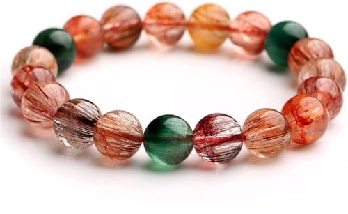 CCXXYGWJ Bracelet Feng Shui, Bracelet en Cristal de Richesse Feng Shui, Couleur Quartz rutilé doré, Bracelet à Quartz rutilé pour Attirer la Richesse,...