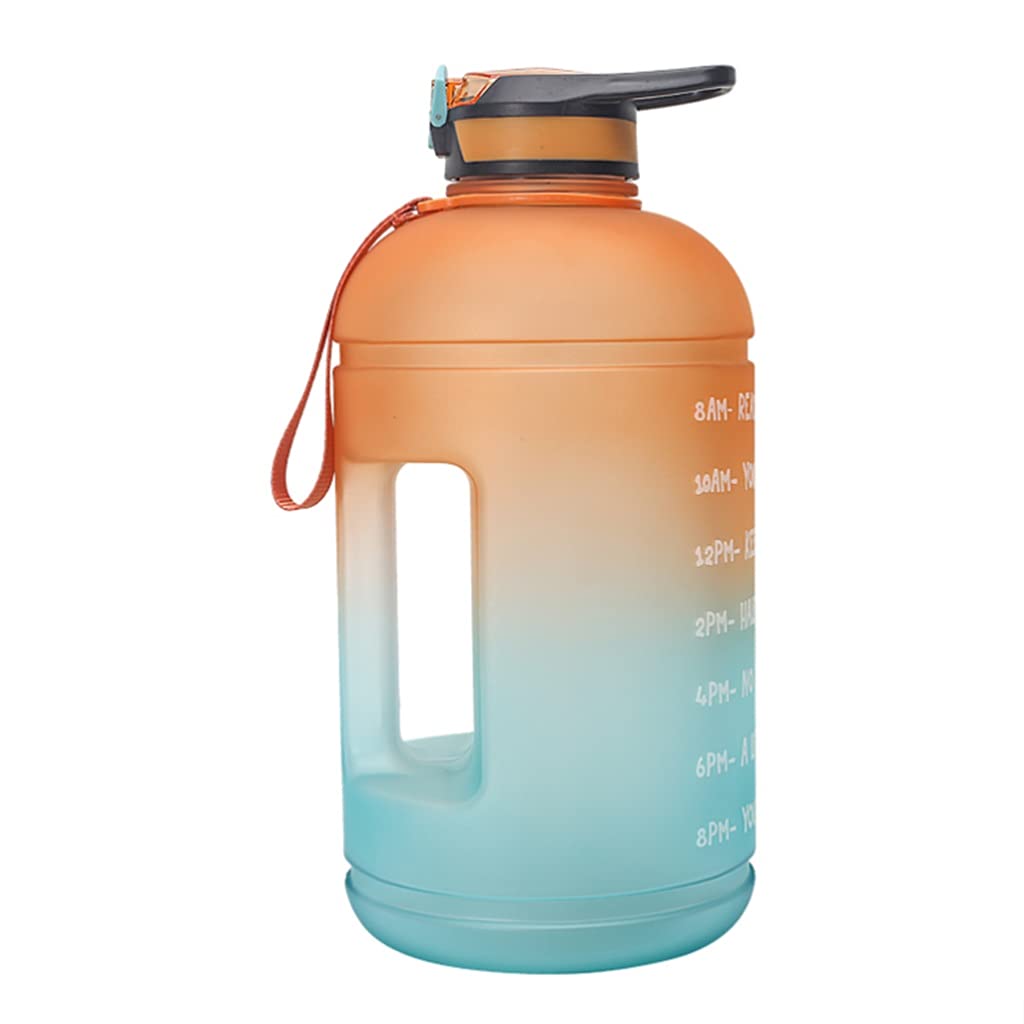 Portátil Botella de Agua Motivacional de Gran Capacidad 64oz con Marcador de Tiempo y Paja, Jarra de Agua para Gimnasio y Deportes al Aire Libre Sencillo (Color : Gradient Orange)