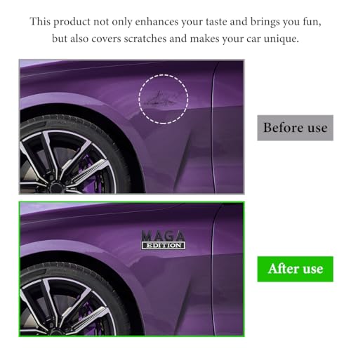 Image of MAGA Edition Car Emblem, 3D Raised Full Metal Badge Decal MAGA Personality Labels, Strong Adhesive Exterior Auto Body Decoration Embossed Sticker for Car Truck SUV (Black & White)