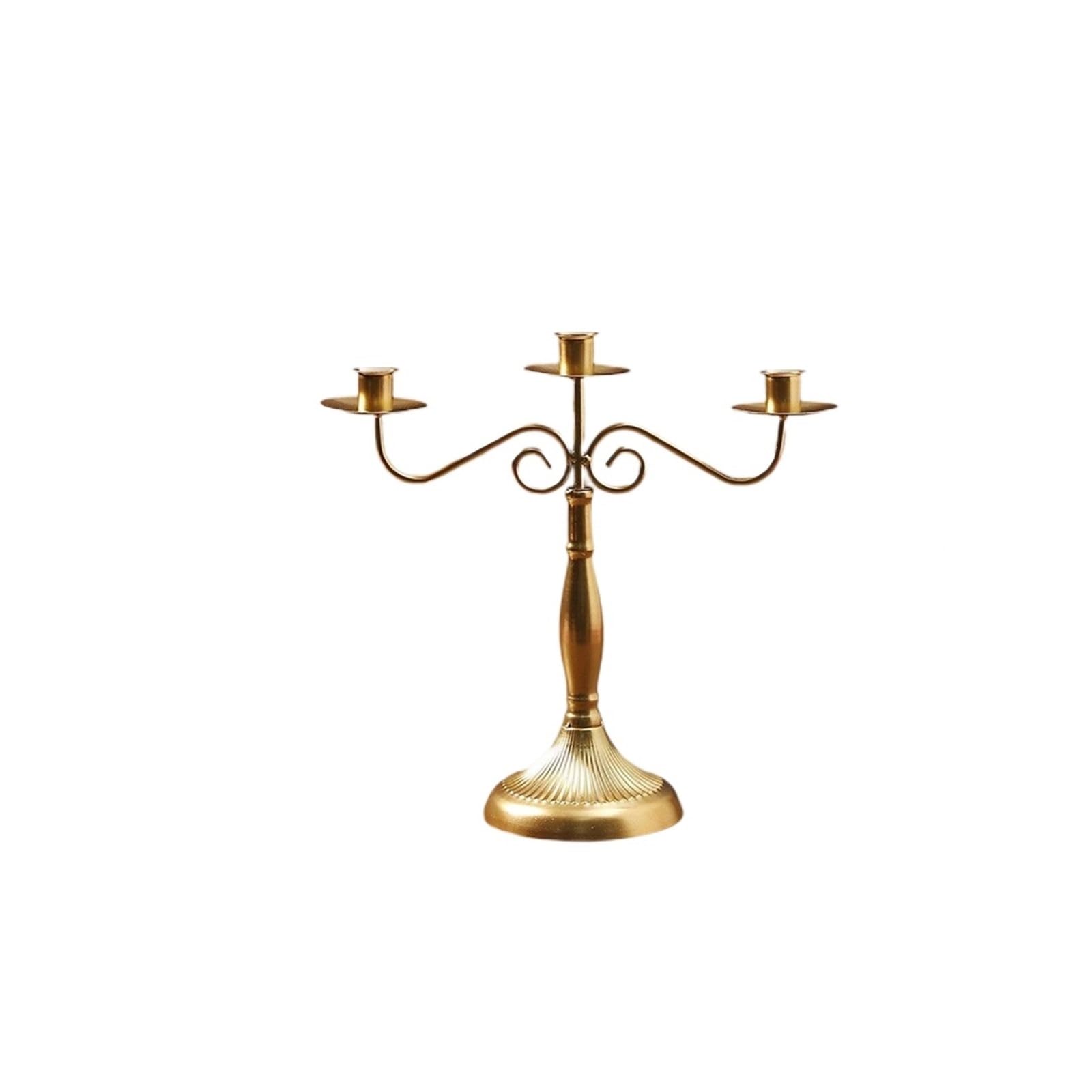 portacandele conici in ferro Candelabro multi braccio Portacandele for feste affusolato per vacanze(Gold with 3 Arms)