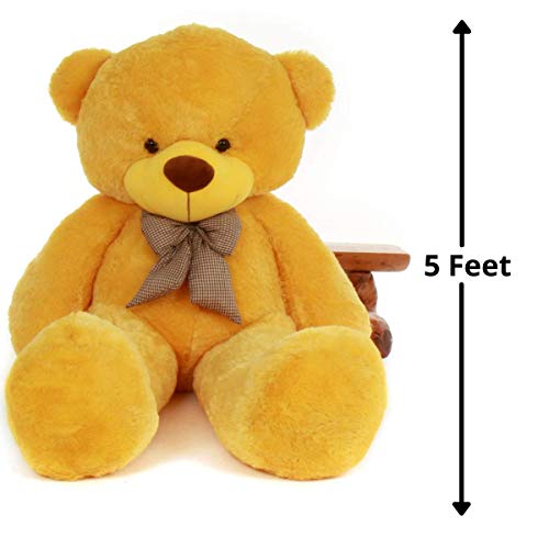 Image of Giant Teddy Bear 5 Feet - Soft Plush Stuffed Toy for Kids & Girlfriend, Soft Toy for Kids - Birthday Gift for Girls, Plush Toy Big Cuddly Hugging Bear, Gifts for Valentine's Day (Yellow)