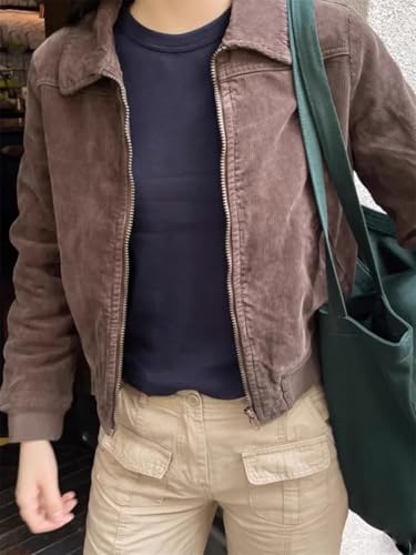 Dvbfufv Women Corduroy Jackets Ladies Spring Fashion Vintage Short Jacket Women Coats2
