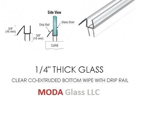1/4" Frameless Glass Shower Door Sweep - Bottom Seal - Wipe - Drip