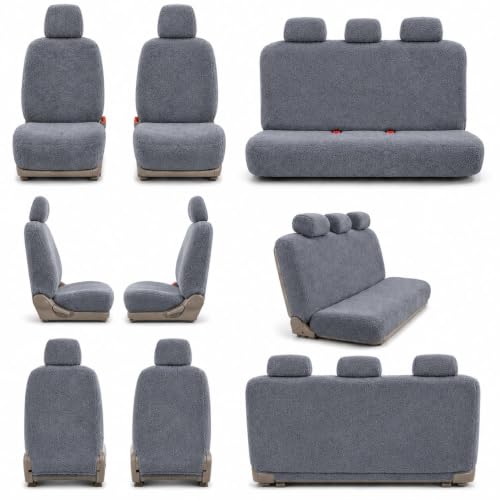 Image of Royal Bharmal Universal Fit Car Seat Cover Towel Set for 5 Seater Cars | 8 Piece Premium Terry Cotton Washable Seat Covers | Breathable Sweat Absorbent Seat Protectors (Gray)