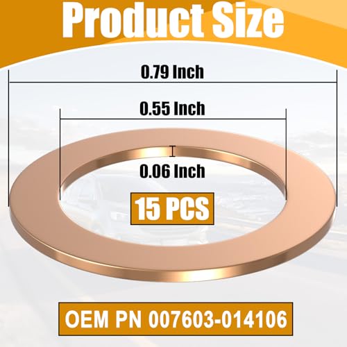 Image of 15 PCS Oil Drain Plug Gasket, 14mm Copper Oil Crush Washer Seals, Copper Oil Drain Plug Washer Gaskets, OEM PN 007603-014106, Replacement Fit for Mercedes Oil Crush Washer