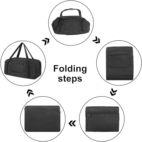 Image of HOLYLUCK Foldable Travel Duffel Bag For Women & Men Luggage Great for Gym, Black Oxford, 55L, Travel Bag