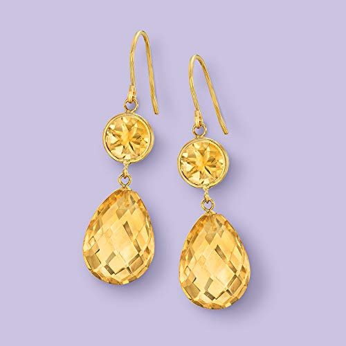 Ross-Simons 19.00 ct. t.w. Citrine Drop Earrings in 14kt Yellow Gold4