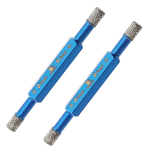 Diamant Trockenbohrer Fliesenbohrer 6mm - BRSCHNITT Sechskant-Schaft fliesenbohrer set Lochsäge für Keramik, Granit, Porzellan, Fliesen, Feinsteinzeug, Mauerwerk, Marmor（2 Stück).