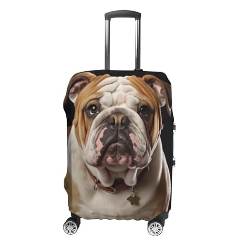 English Bulldog Luggage Covers Tsa Approved Suitcase Cover Elastic Washable Luggage Sleeve Carry on Cover Protector Anti-Scratch Suitcase Protector Fits 19-30 Inch Case(XL)