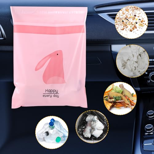Image of 105 Pcs Car Trash Bags Disposable, Car Garbage Bag, Self Adhesive Small Trash Bags for Car, Portable Waterproof Leak Proof Barf Vomit Bags, Self Adhesive Cleaning Bags for Cars, Bedrooms, Kitchens