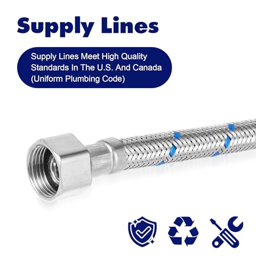 2 Stück Anschlussschlauch Armatur Geflochtener Edelstahl Anschlussschlauch G3/8 x M10 Wasserhahn Schlauch 3/8 Zoll Edelstahl Geflochtener Flexibler Armaturenschlauch für Mischbatterie