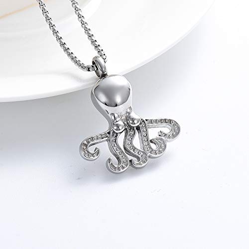 Hearbeingt Octopus Cremation Jewelry Urn Necklace for Ashes, Keepsake Pendant Made of 316L Stainless Steel, with Free Filling Kit and Gift Box4