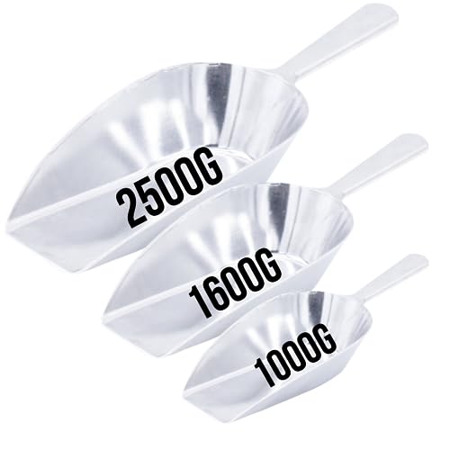 Horizont Futterschaufel aus Aluminium, flacher Stiel, geringes Gewicht, 1600g Fassungsvermögen