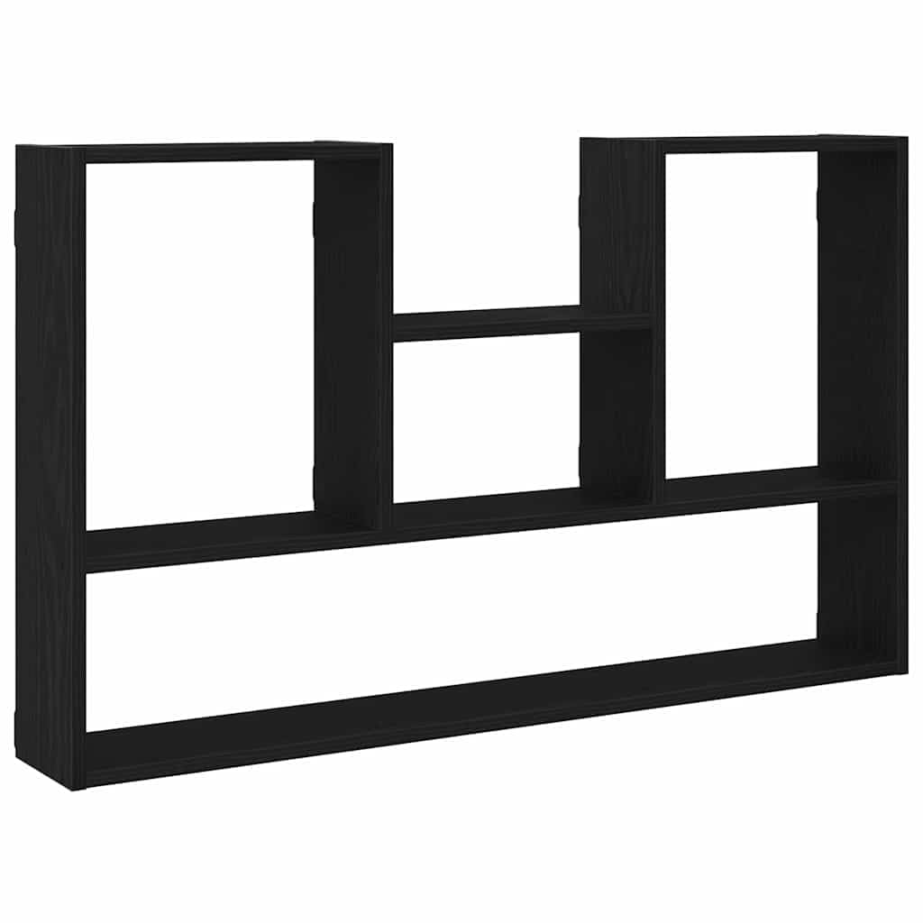 Étagère murale noire aspect chêne flottante moderne pour salon et bureau chic