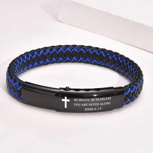 VNOX Men's Inspirational Mantra Engarved Handmade Braided Leather Adjustable Cuff Bangle Bracelet Encouragement Motivational Gift for Men4