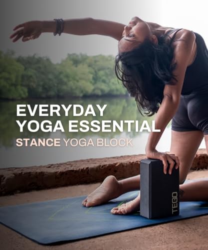 Image of TEGO Boost Yoga Block - Firm EVA - 3x6x9 Inches - Black Green - Accessory for Yoga and Pilates
