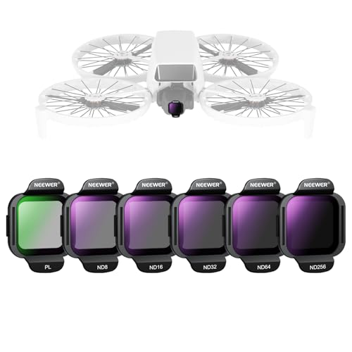 NEEWER ND Filter Set Compatible with DJI Flip Drone (6 Pack), ND8 ND16 ND32 ND64 ND256 CPL Snap On Multicoated HD Optical Glass Neutral Density Circular Polarizing Lens Filter Accessories Kit, FL-N48