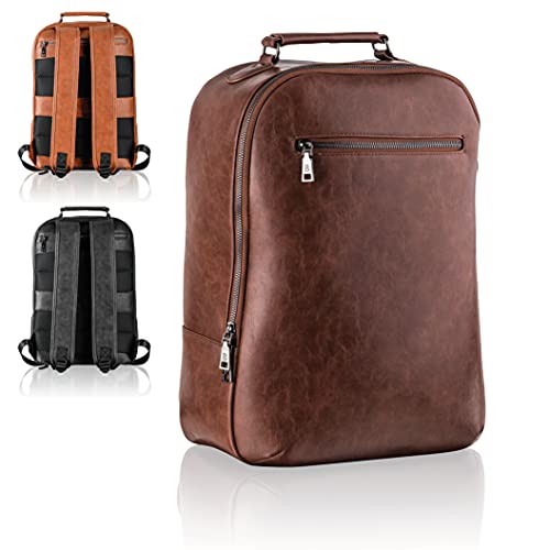 LOGAN & BARNES Herren Rucksack Leder vegan -...