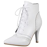  Lizoleor Appuntito Cross Strap Tacco a Spillo Donna Stivali da Motociclista Cordoncino Tacco Alto Moda Solid Color Ankle Ridng Boosts Bianco Numero 47 EU/49Cn