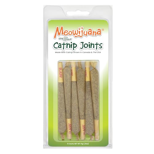 Meowijuana | King Size Catnip Joints | Organic | Dried Premium Ground Catnip | High Potency | Grown in North America | Feline and Cat Lover Approved