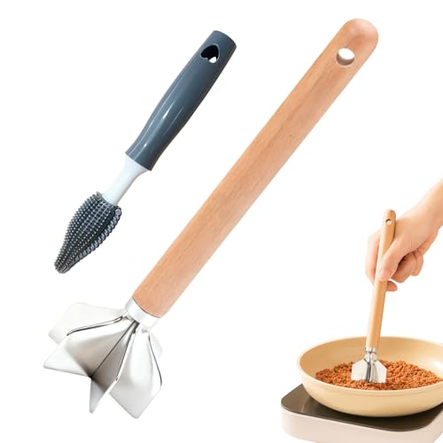 Stainless Steel Meat Masher, Meat Chopper, 11 Inch with Cleaning Brush,Ground Beef Chopper Tool,