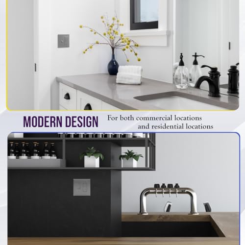 Image of ENERLITES Combination Toggle Light Switch /Decorator Light Switch Plate, Double Switch Wall Plate, Mid-Size 2-Gang 4.88 inch x 4.92 inch, Polycarbonate Thermoplastic, 881131M-GY, Gray
