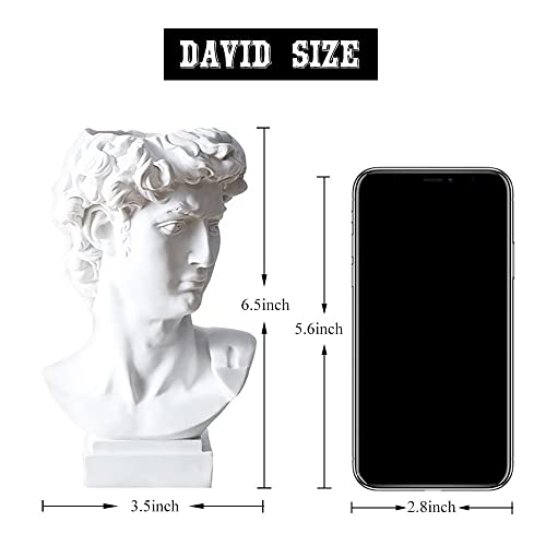 Estatua de Busto de David de Resina Blanca 6.5 pulg miniatura 2