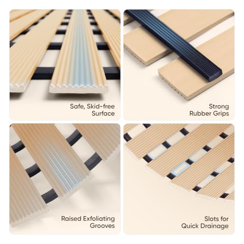 Image of Frido AeroDry Bath Mat, Premium Anti-Slip Bathroom Mat with Firm Grip, Fast-Drain Design & Gentle Massage Texture, Non-Slip PVC Shower Mat for Bathroom Floor - Beige Sand