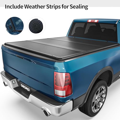 Image of OEDRO FRP Hard Tri-fold Tonneau Cover Fold Truck Bed Covers Compatible with Toyota Tacoma 2024 2025 2026 (Excl. Trail Edition) with 5 Feet Bed with Tacoma Bed Rail