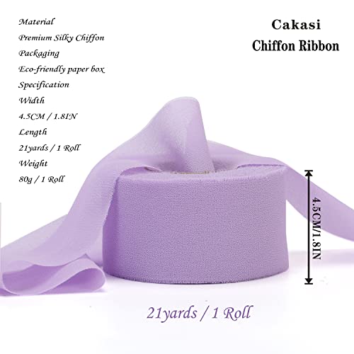 Cakasi Handmade Fringe Chiffon Ribbon Light Purple 21Yd Chiffon Silk Ribbon 1-3/4" X 1 Rolls For Wedding Invitations Bridal Bouquets Backdrop Decorations Invitations Gift Wrapping Diy Crafts #TOP1