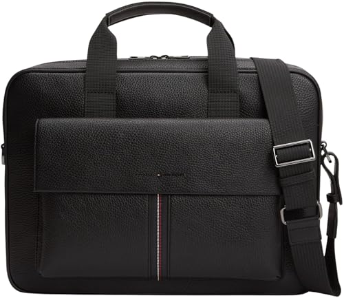 Tommy Hilfiger TH Central Computer Bag Am0am14166, Bolsa para computadora para Hombre, Black (Black), One Size