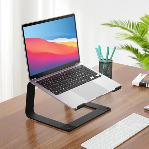 Image of Laptop Stand for Desk Detachable Aluminum Computer Riser Portable Metal Notebook Printer Stand Holder Compatible with MacBook Air, Pro, Dell, HP, Lenovo and All 10-16 inch Laptops, Black