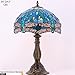 WERFACTORY Tiffany Lamp Green Blue Stained Glass Dragonfly Style Bedside Table Lamp Desk Reading Light 12X12X18 Inches Decor Bedroom Living Room Home Office S622 Series