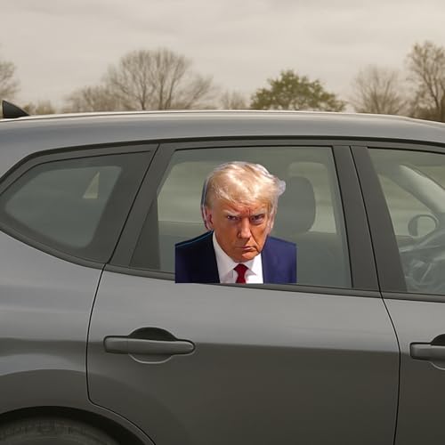 LEMONSODA Car Window Decal Funny 3D Trump Decals for Any Smooth Surface - Gift for The Holiday (Trump Mugshot)